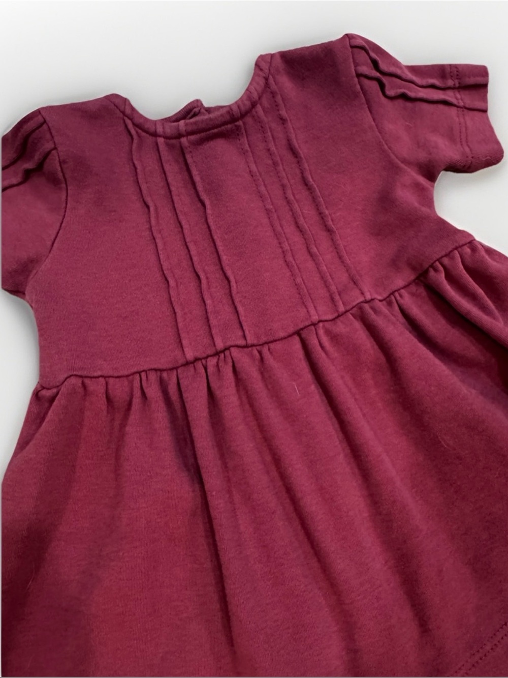 Kate Quinn Baby Girls' Burgundy Pleated Knit Dress 100% Cotton size 3-6m